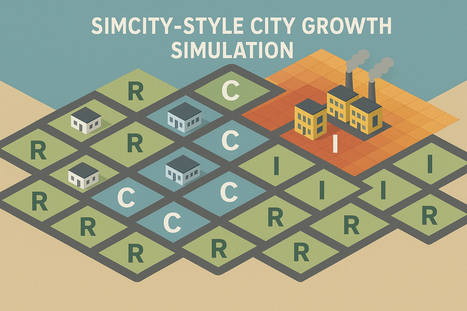 SimCity-Style City Growth Simulation — C++